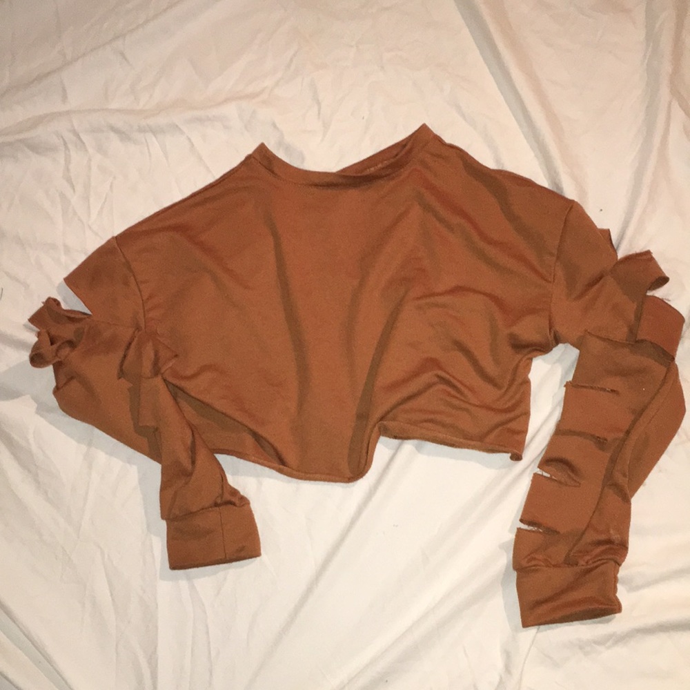 Burnt mustard crop top